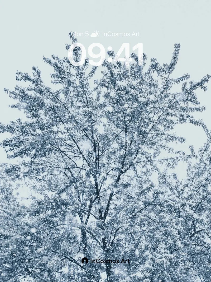 Frost-Whispered Tree Wallpaper with Silent Snowfall