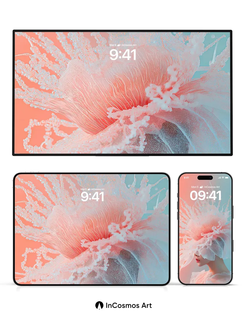 Luminous Frost Wallpaper with Ethereal Veil