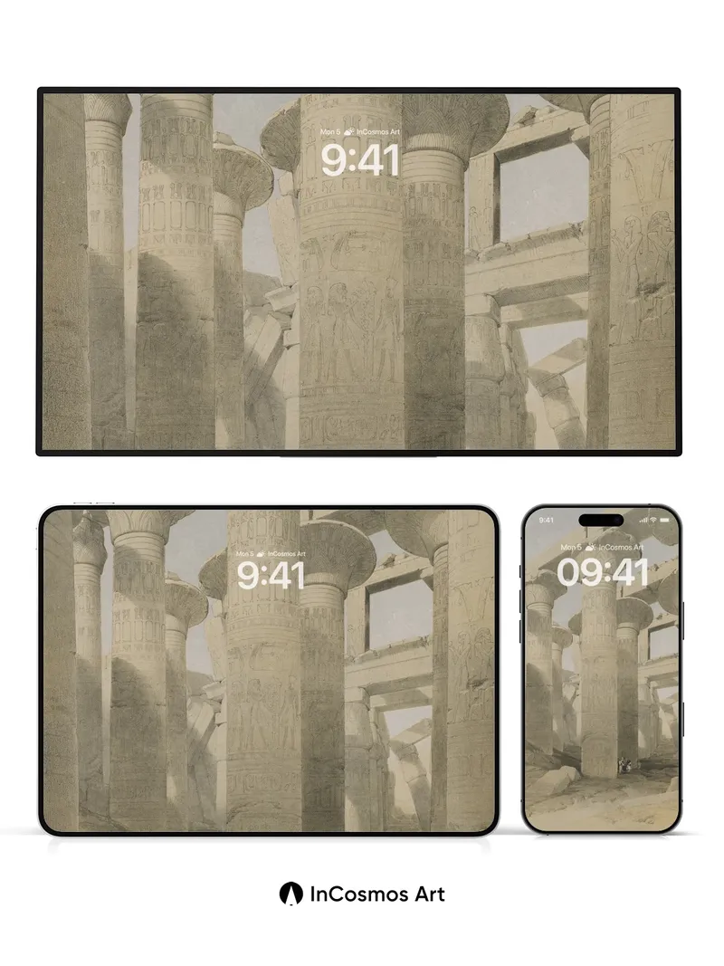 Echoes of Stone Wallpaper with Hieroglyphic Whispers