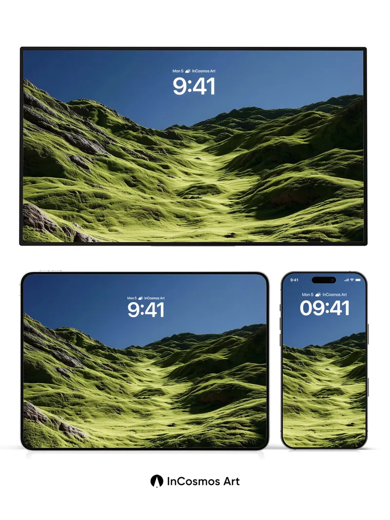 Luminous Valley Wallpaper with Living Moss