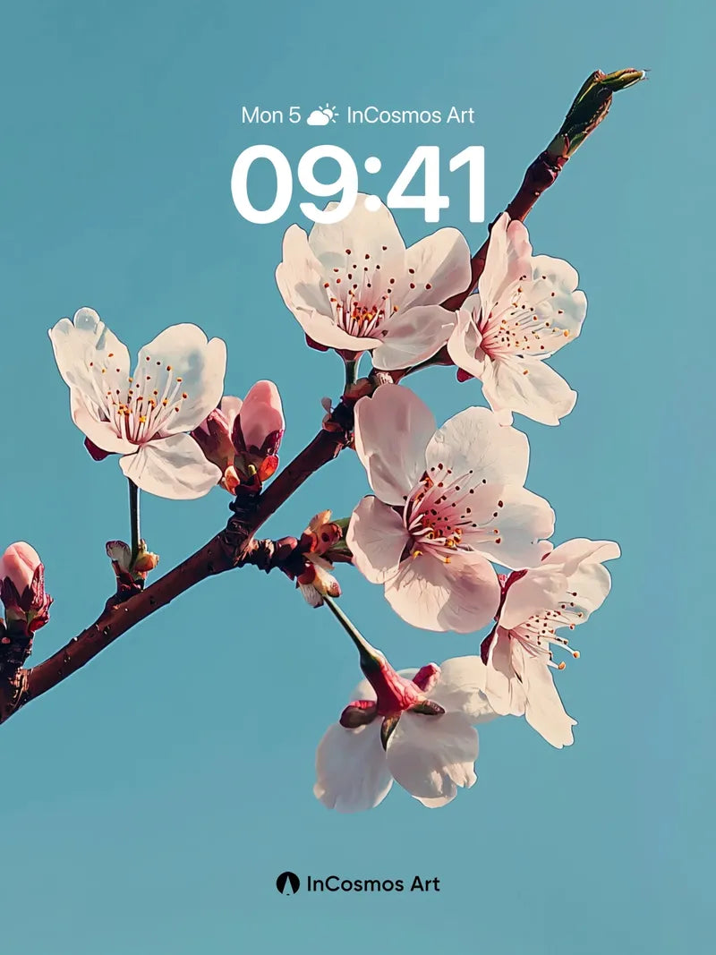Serene Cherry Bloom Wallpaper with Sky Canvas