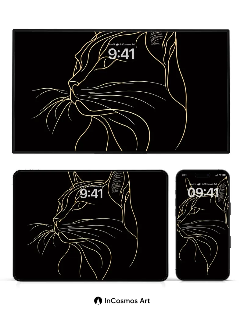 Golden Lineage Wallpaper with Whispering Whiskers