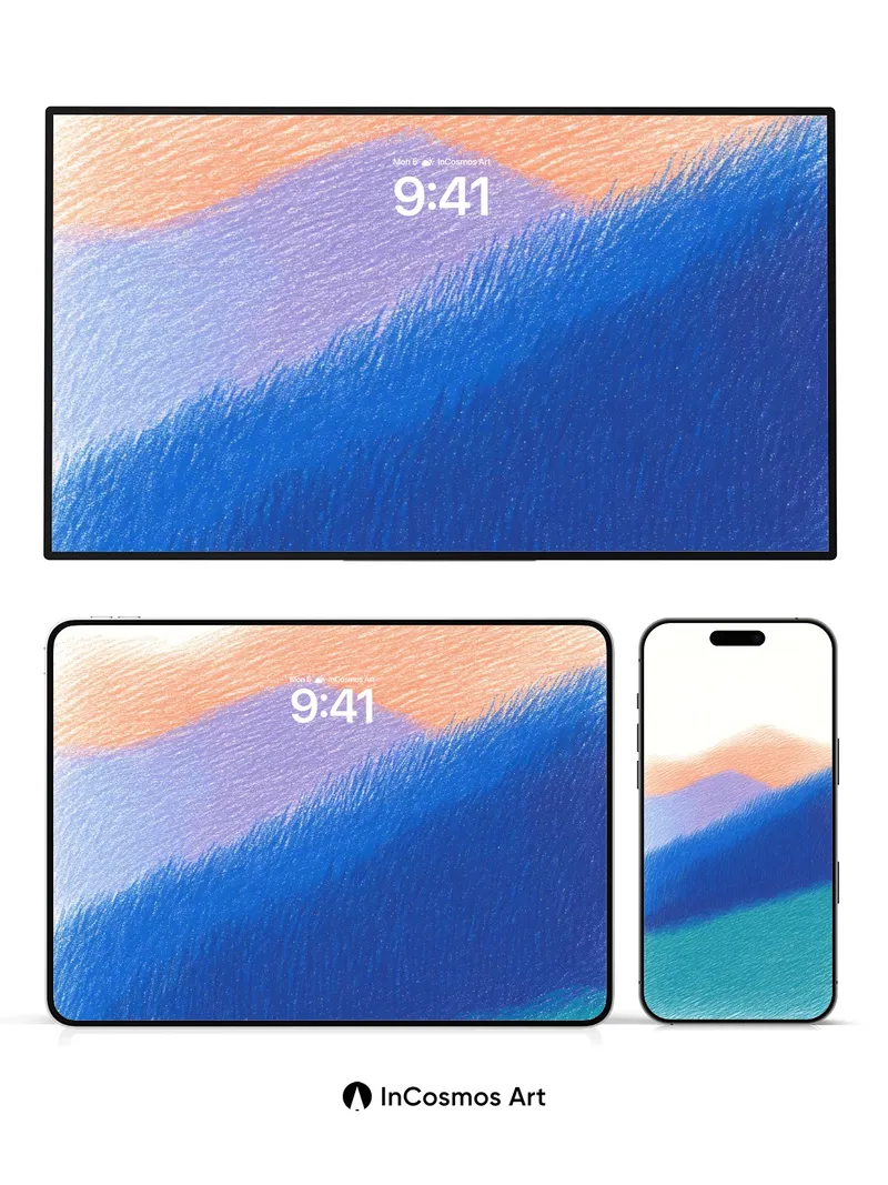 Serene Horizon Wallpaper with Textured Light Waves