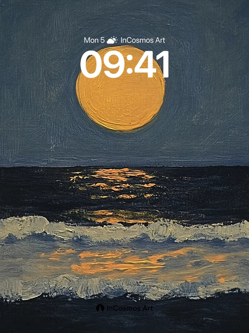 Golden Hush Wallpaper with Moonlit Tides