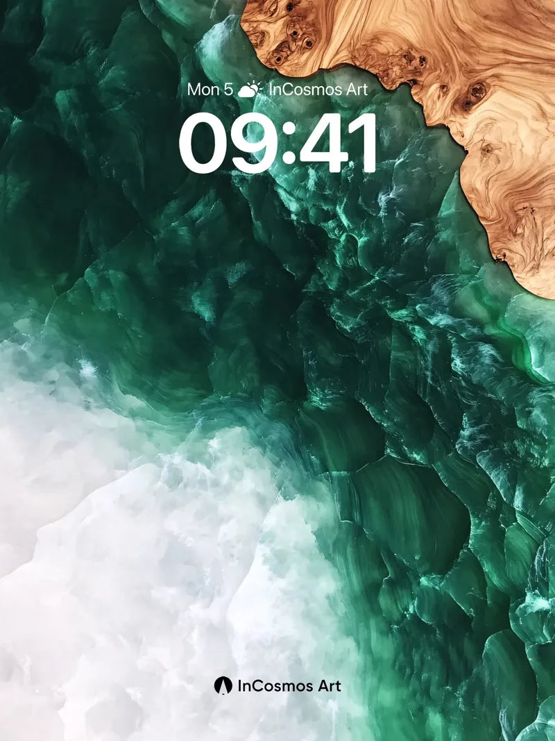 Emerald Abyss Wallpaper with Driftwood Edge