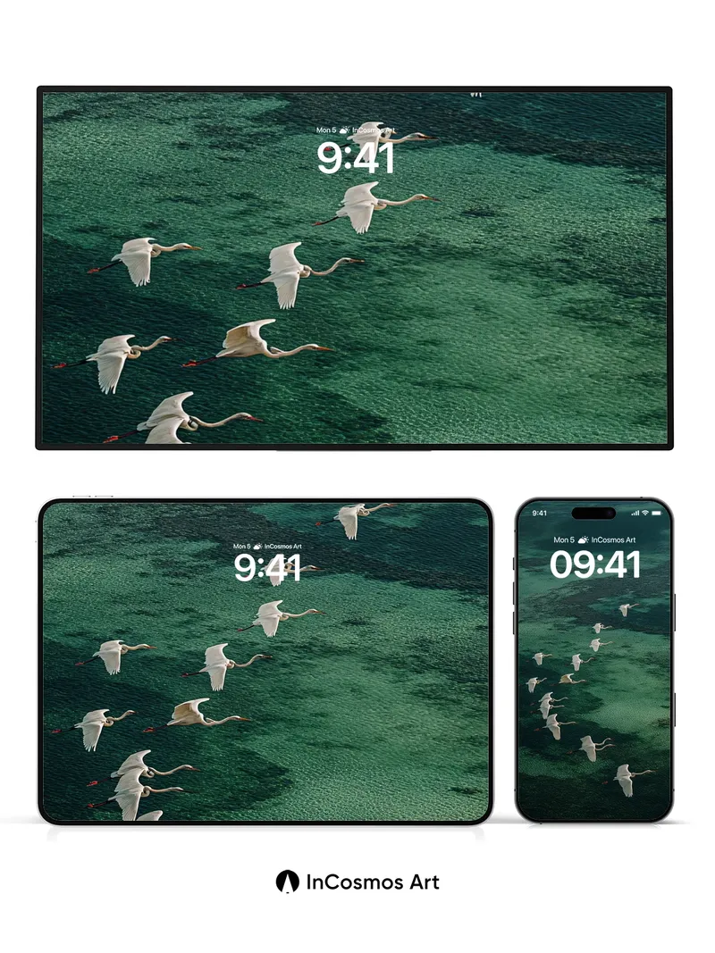 Serenity Flight Wallpaper with Emerald Depths