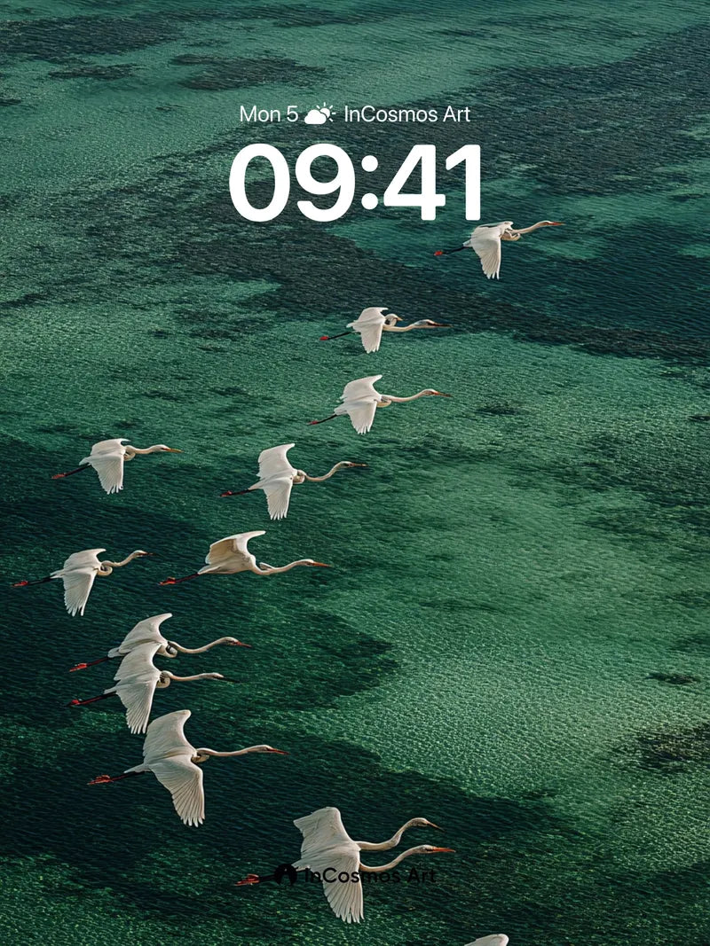 Serenity Flight Wallpaper with Emerald Depths