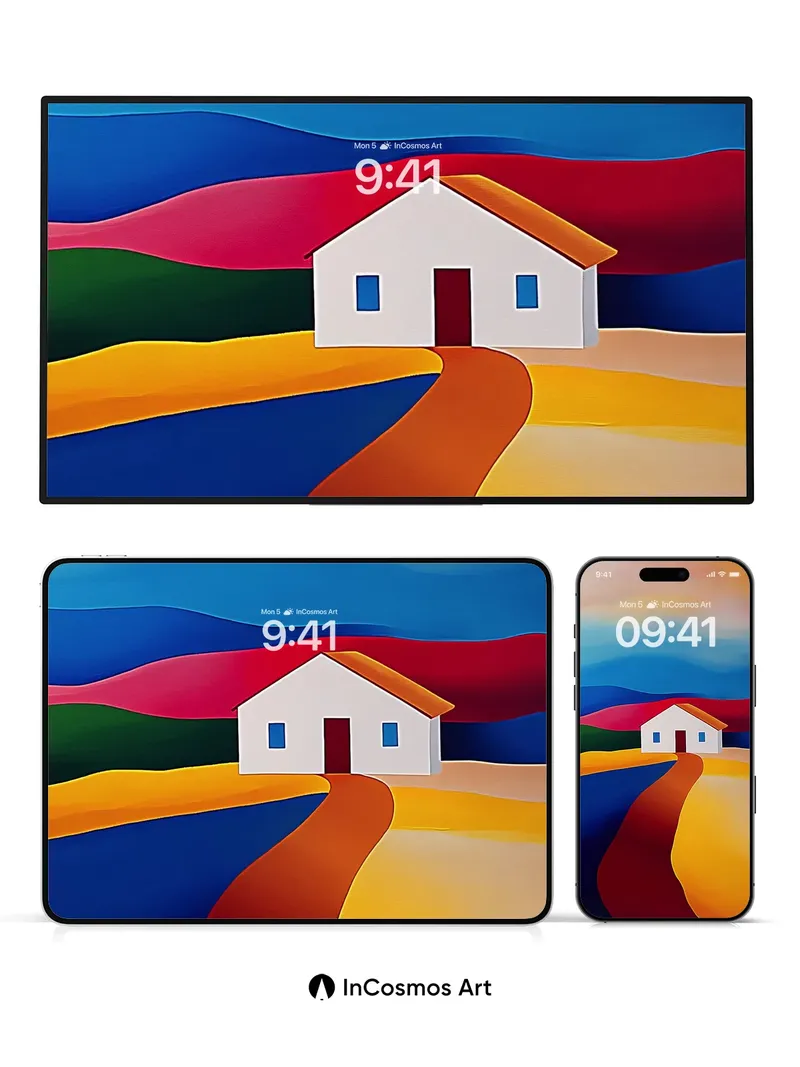 Surreal Horizon Wallpaper with Colorful Pathway