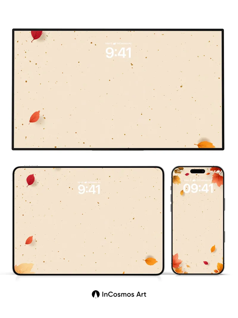 Autumn Hush Wallpaper with Floating Leaves