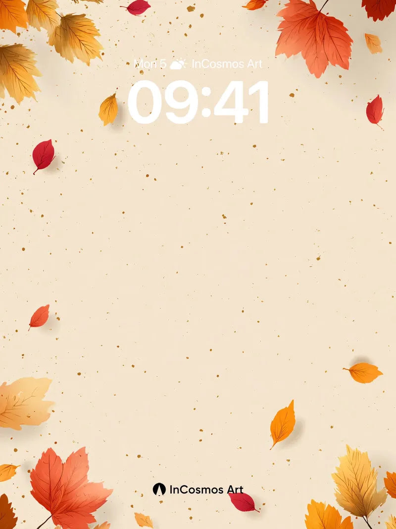 Autumn Hush Wallpaper with Floating Leaves