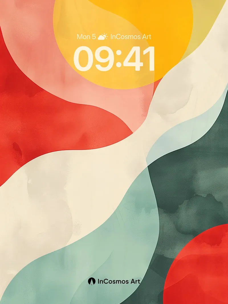 Crimson Wave Wallpaper with Floating Light