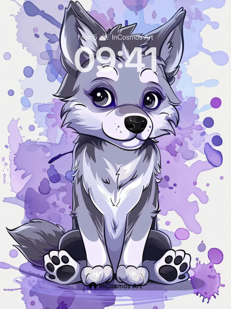 Whispering Wolf Wallpaper with Painted Dreams