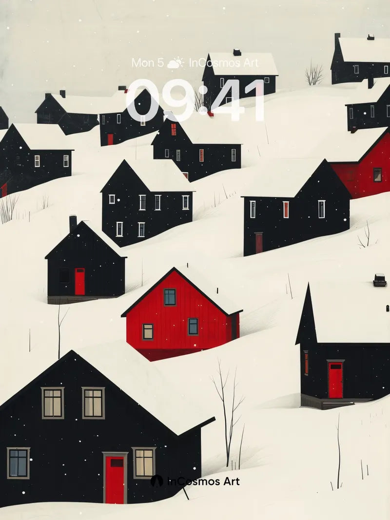 Silent Snowfall Wallpaper with Crimson Hearth