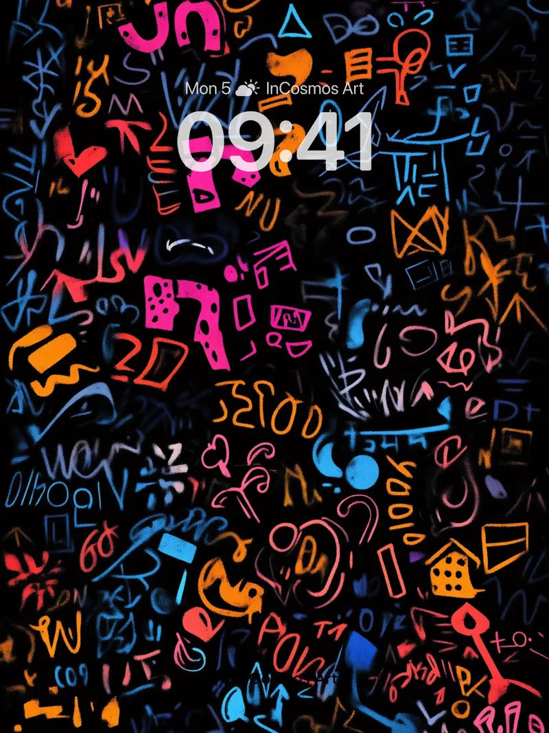 Neon Chaos Wallpaper with Electric Symbols