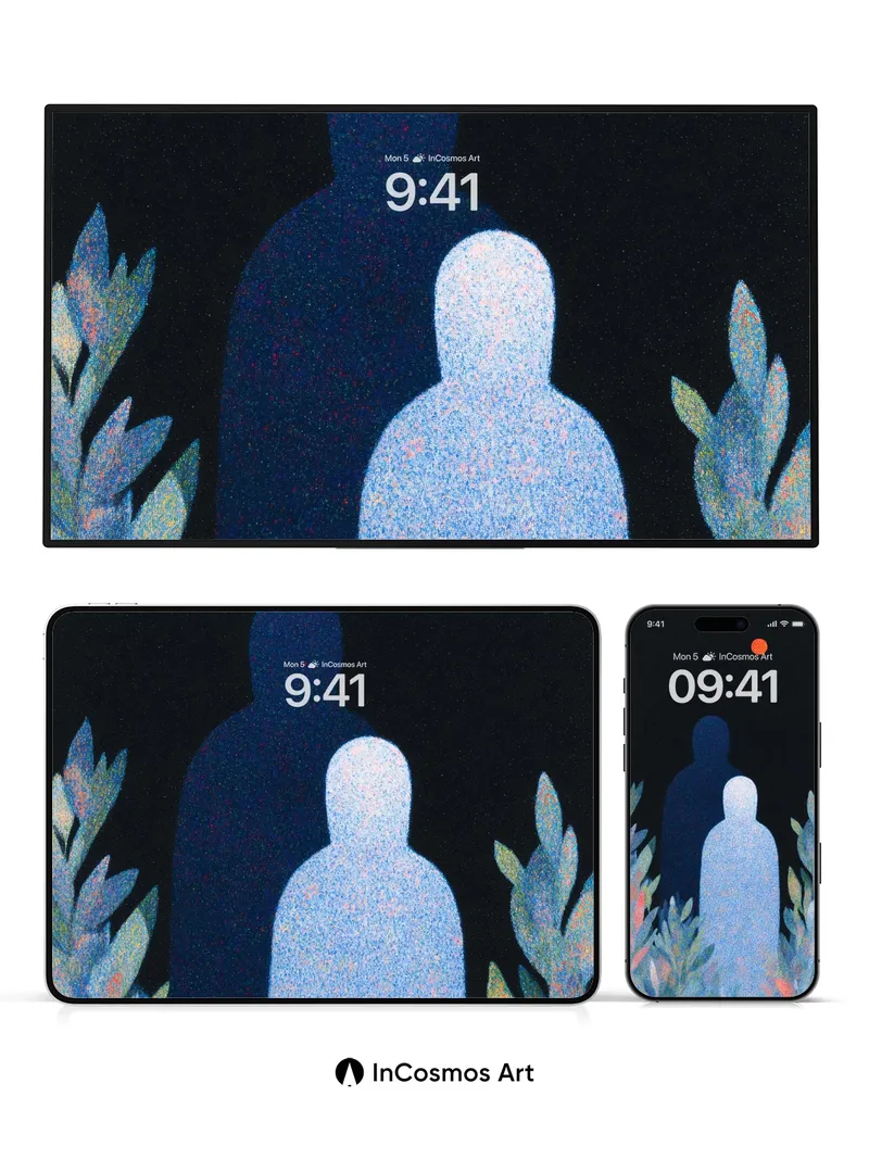 Whispering Silhouettes Wallpaper with Celestial Orange