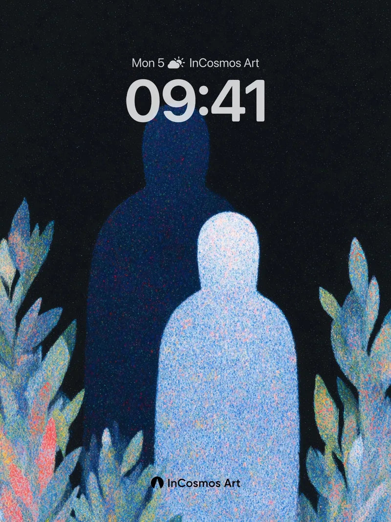 Whispering Silhouettes Wallpaper with Celestial Orange