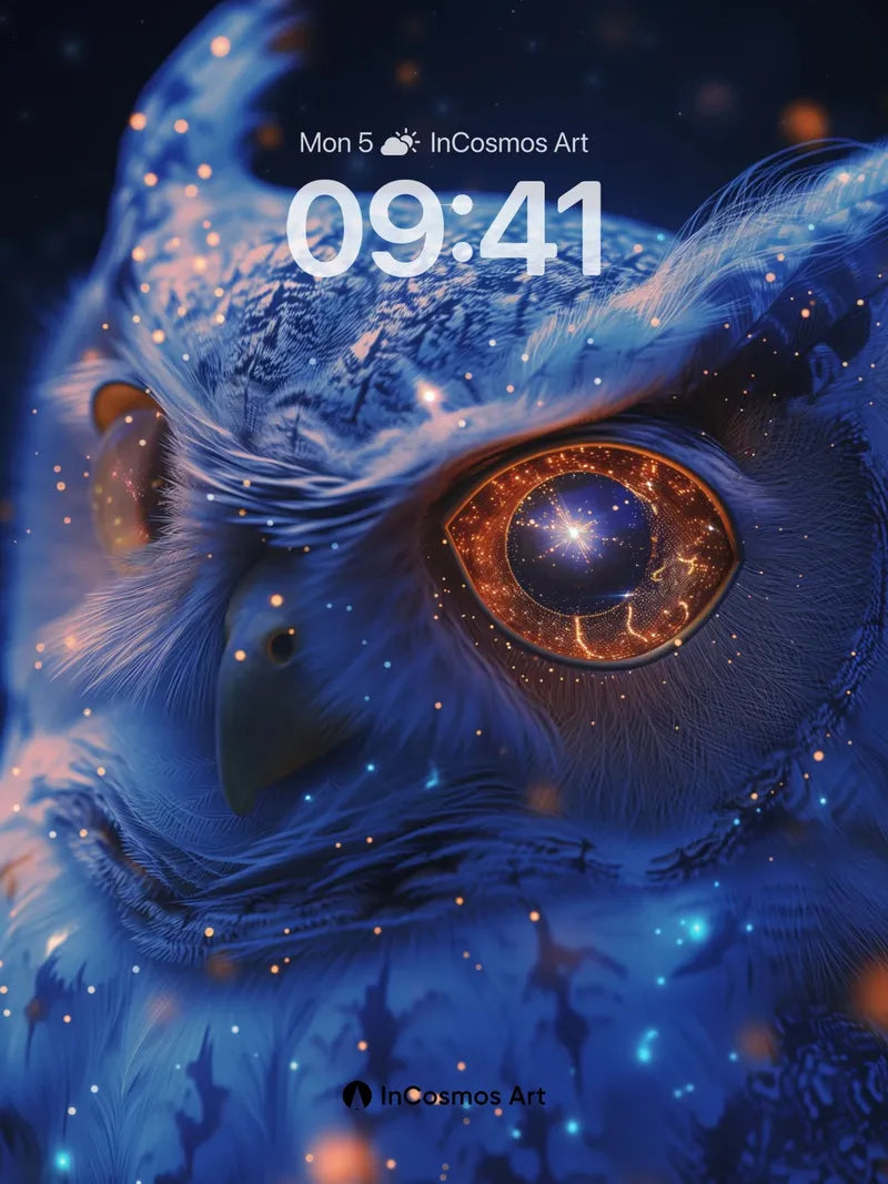 Cosmic Owl Wallpaper with Starlit Gaze wallpaper for iPhone, iPad & Mac