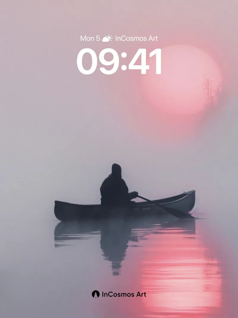Serenity Canoe Wallpaper with Pink Horizon Glow