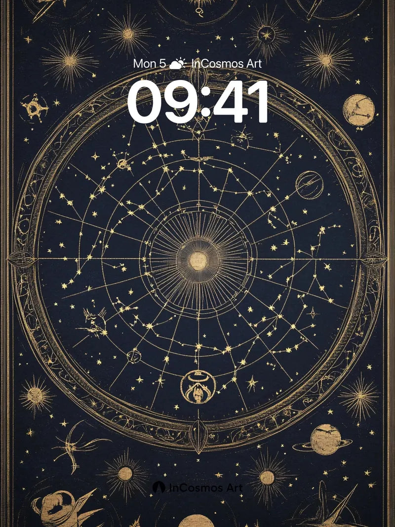 Celestial Vault Wallpaper with Golden Constellations