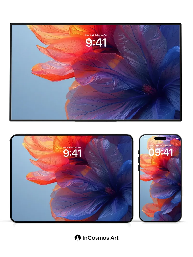 Luminous Petal Symphony Wallpaper with Ethereal Gradient