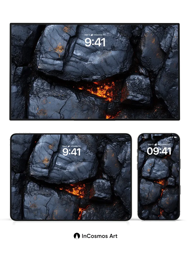 Obsidian Ember Wallpaper with Living Cracks