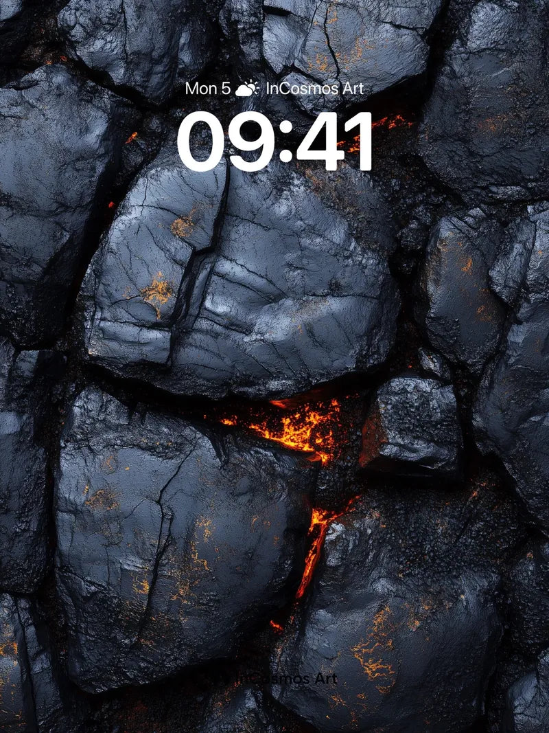 Obsidian Ember Wallpaper with Living Cracks