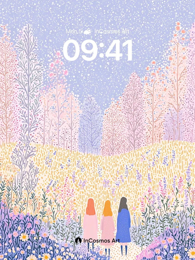 Whispering Meadow Wallpaper with Starlit Path wallpaper for iPhone, iPad & Mac