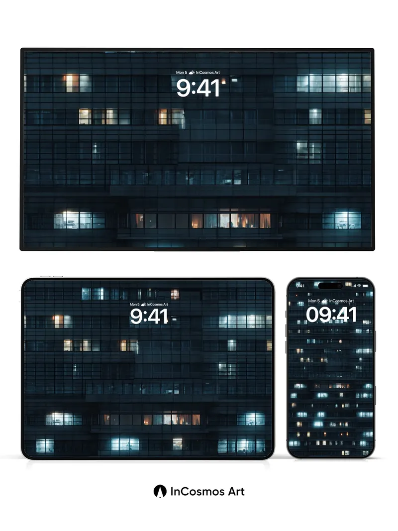 Night Pulse Wallpaper with Glowing Grids
