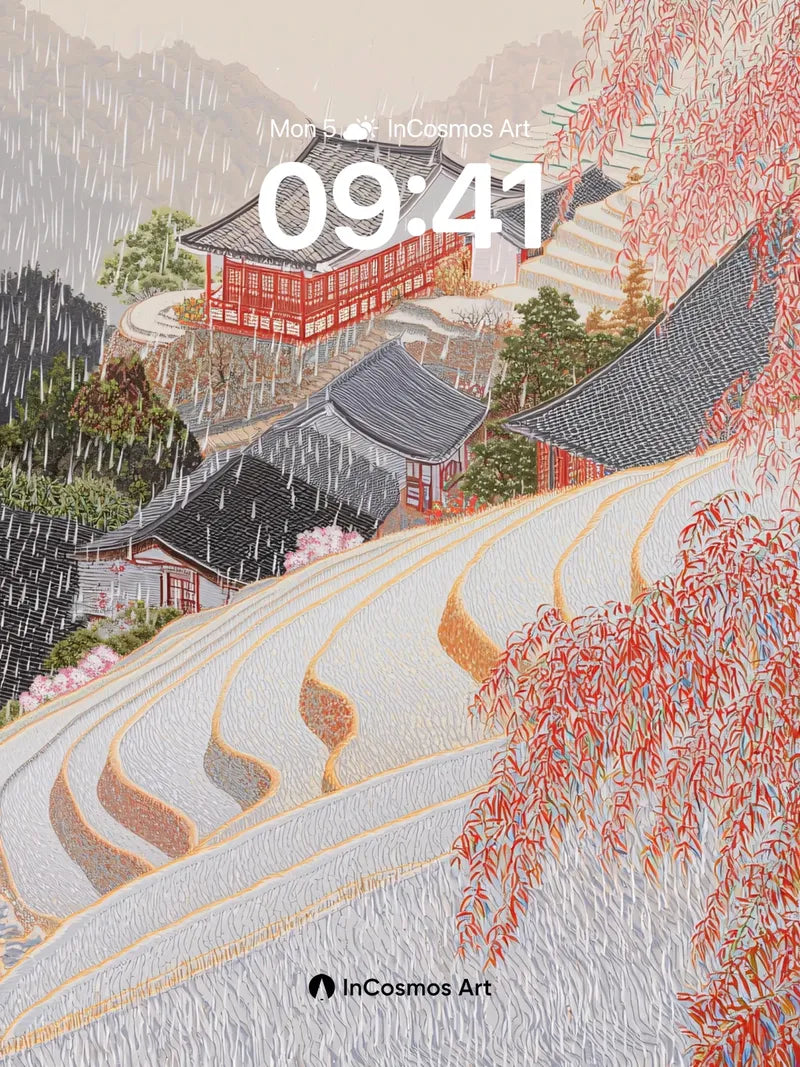 Autumn Rain Wallpaper with Silk Threads