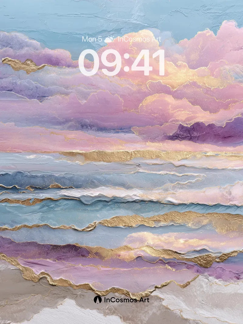 Lavender Horizon Wallpaper with Gold Veins wallpaper for iPhone, iPad & Mac
