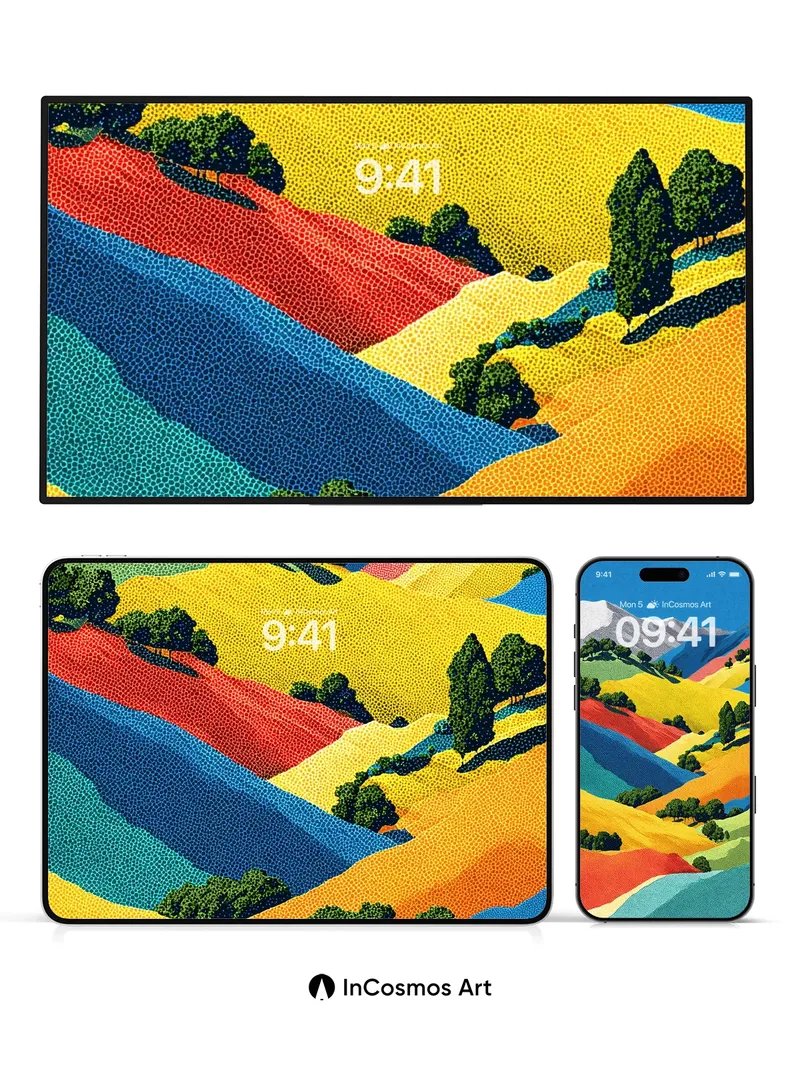 Surreal Rainbow Valley Wallpaper with Textured Hues