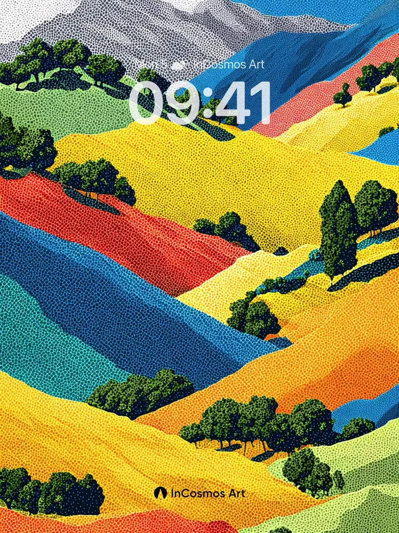 Surreal Rainbow Valley Wallpaper with Textured Hues