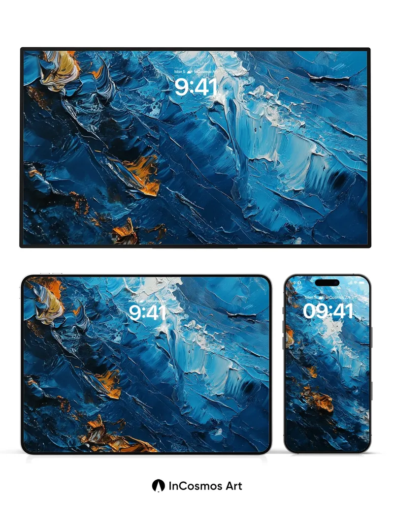 Deep Ocean Pulse Wallpaper with Golden Veins