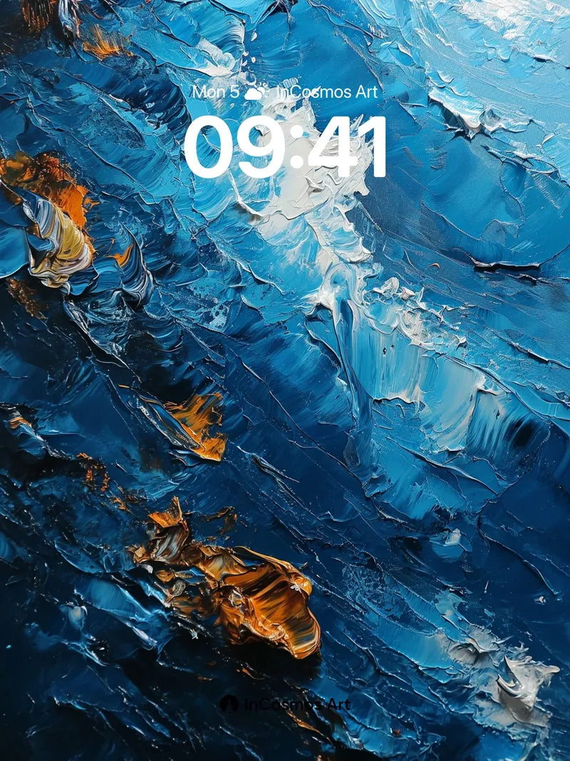 Deep Ocean Pulse Wallpaper with Golden Veins