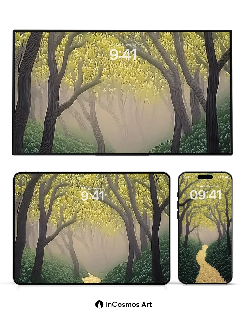 Golden Path Wallpaper with Whispering Canopy