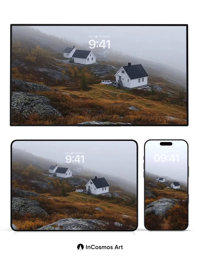 Misty Solitude Wallpaper with Autumn Whispers