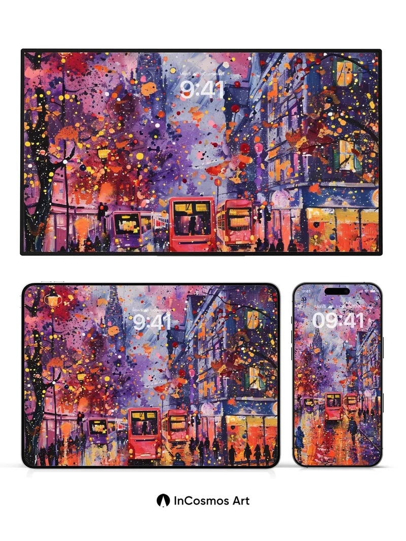 Electric Rain Wallpaper with Neon Reflections