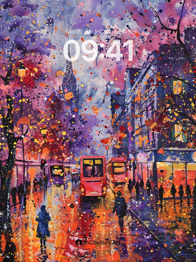 Electric Rain Wallpaper with Neon Reflections