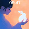 Lunar Whisper Wallpaper with Glowing Rabbit wallpaper for iPhone, iPad & Mac