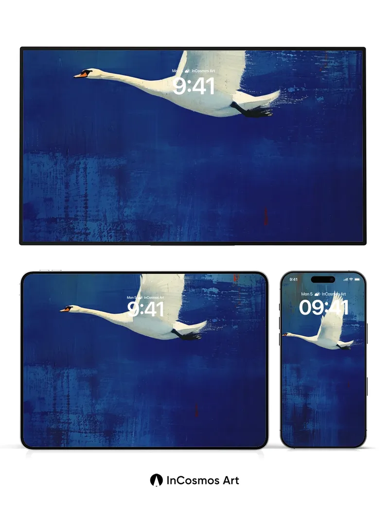 Serenity in Flight Wallpaper with Azure Depth