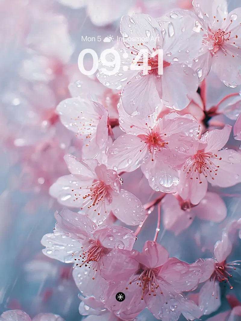 Serenity Petal Rain Wallpaper with Dew Drops wallpaper for iPhone, iPad & Mac