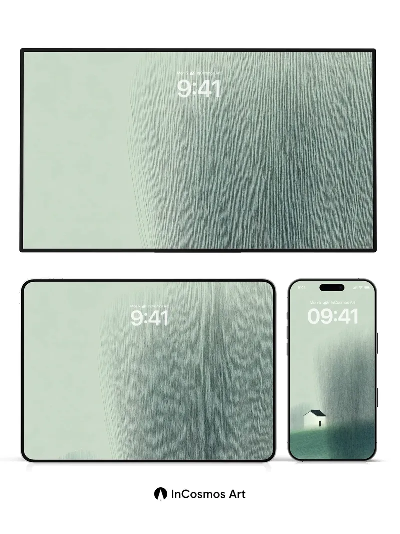 Misty Solitude Wallpaper with Ink-Brush Hues