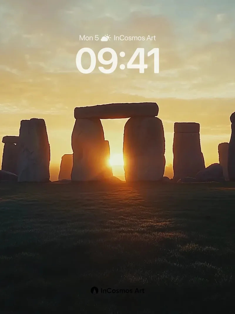 Golden Hush Stonehenge Wallpaper with Sunlit Silence