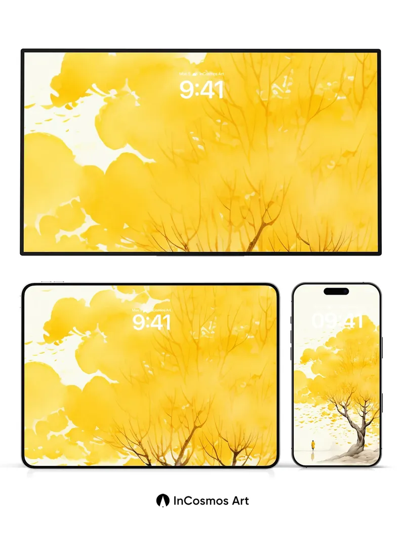 Golden Hush Wallpaper with Solitary Walker