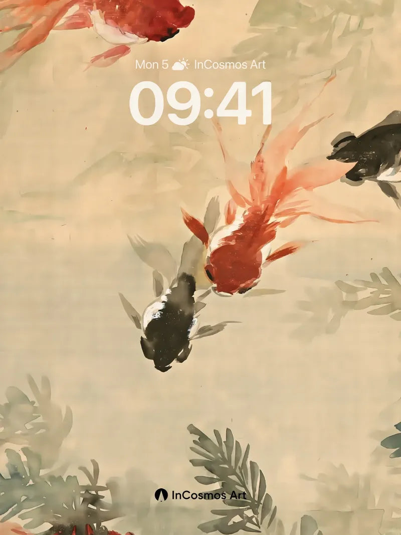 Serene Koi Flow Wallpaper with Ink Wash Depth