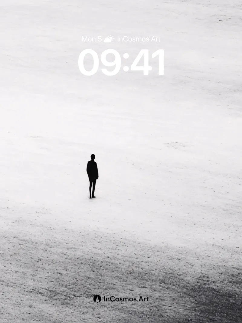 Solitary Shadow Wallpaper in Monochrome Void