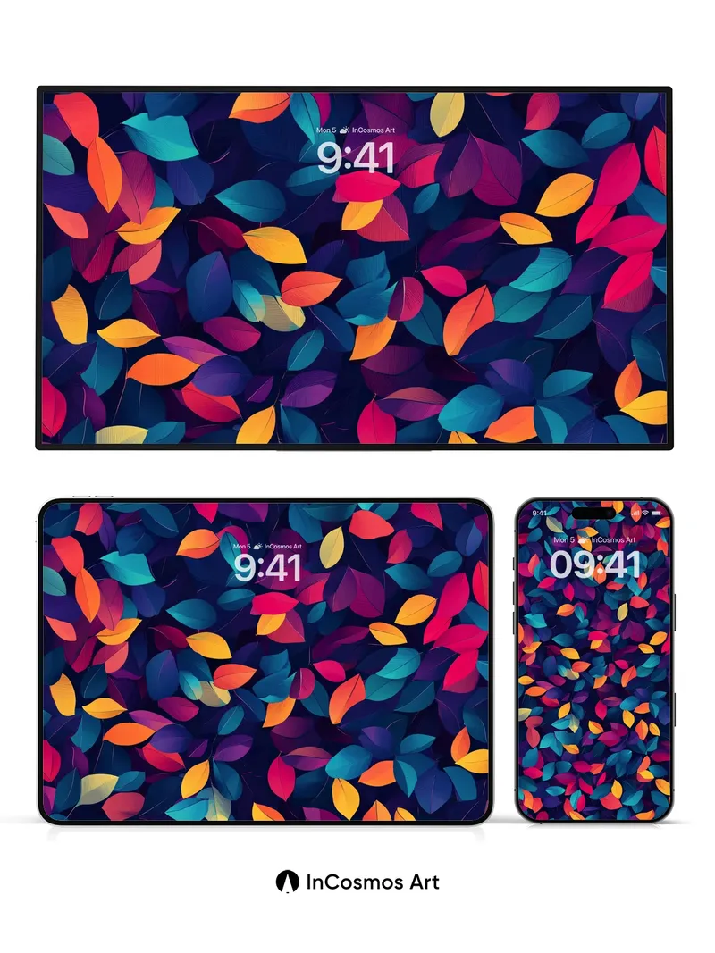 Electric Leaffall Wallpaper with Midnight Pulse