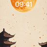 Crimson Moonlit Serenity Wallpaper with Floating Petals wallpaper for iPhone, iPad & Mac