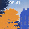 Golden Hush Wallpaper with Blue House Echo wallpaper for iPhone, iPad & Mac