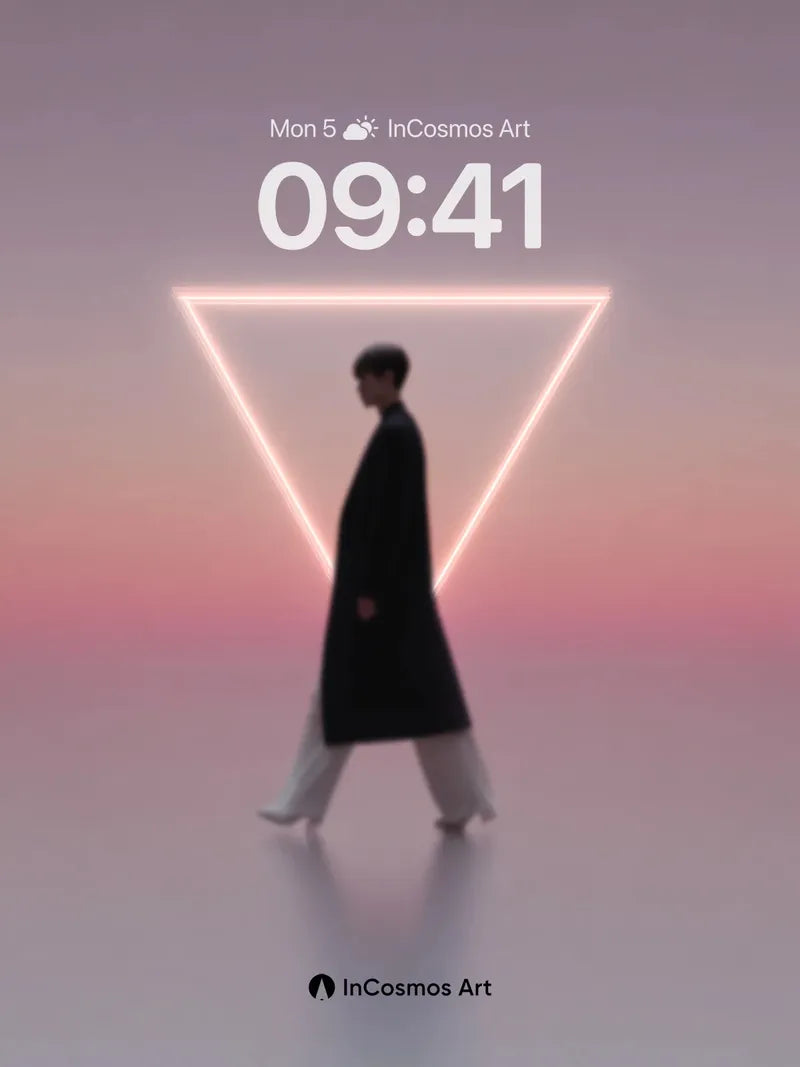 Neon Mirage Wallpaper with Floating Geometry